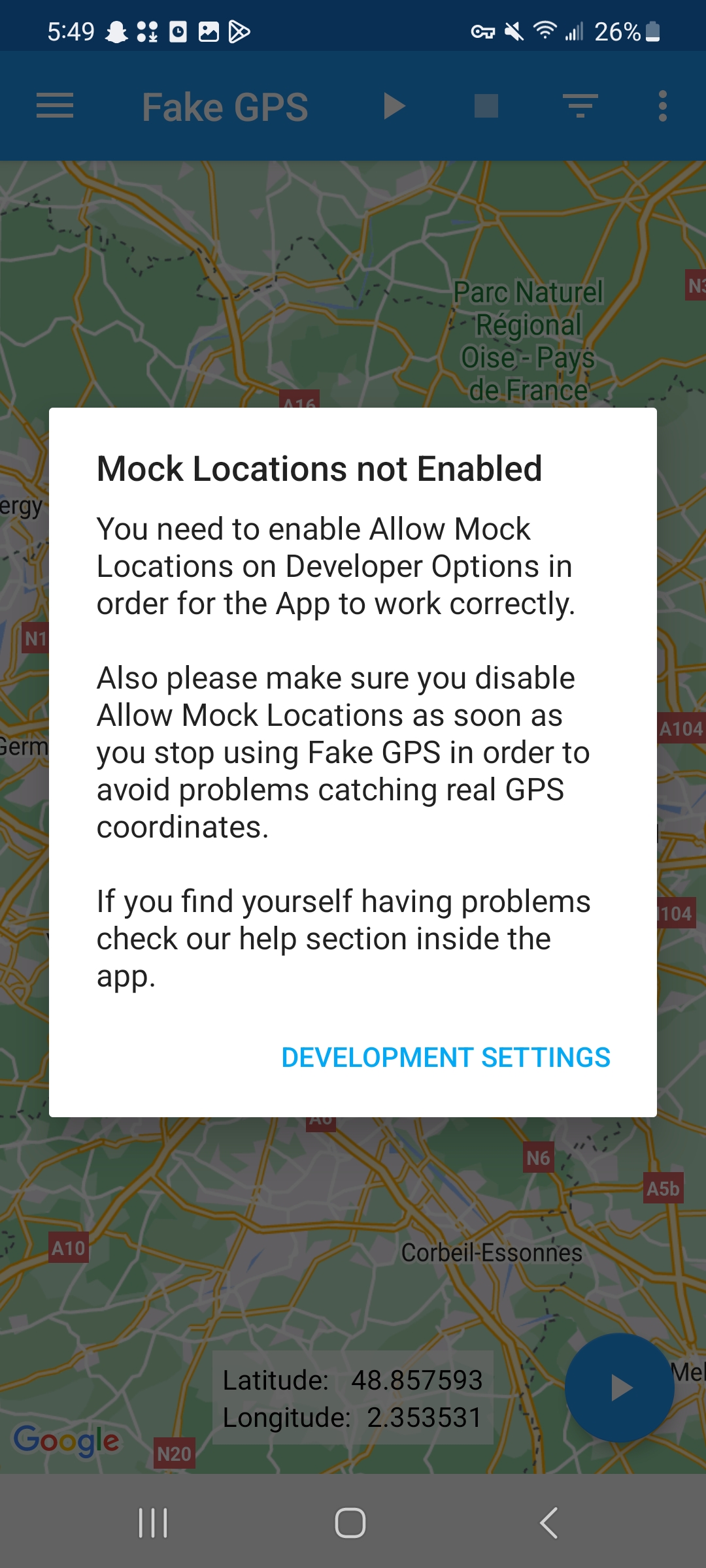 Επιτρέψτε στον Fake GPS Simulator να κοροϊδεύει την τοποθεσία