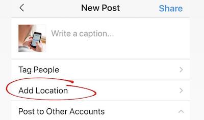 Change Instagram location with Instagram's Add Location