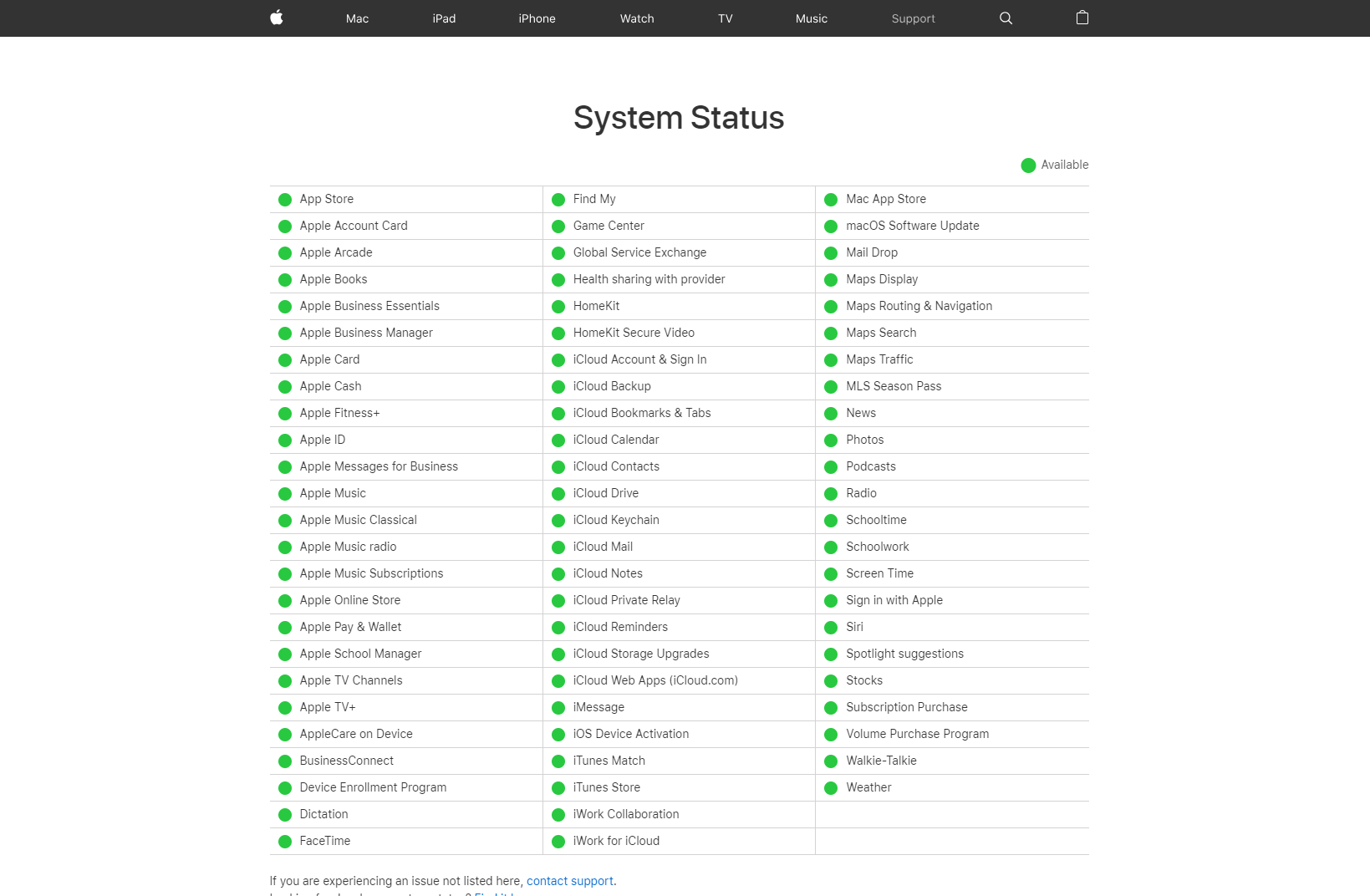 Check Apple's Server Status