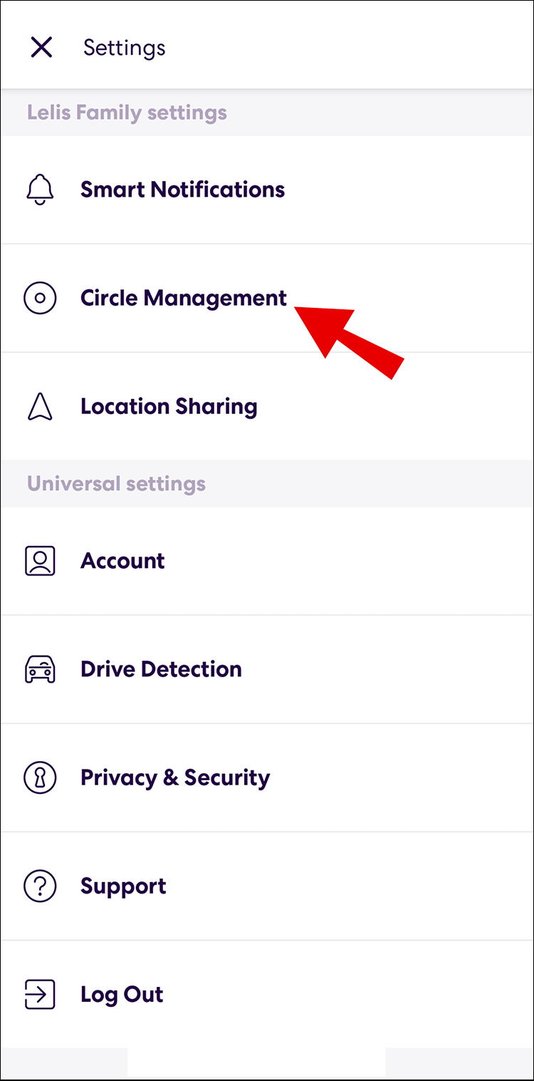 Life360 тойргийн менежментийг сонгоно уу