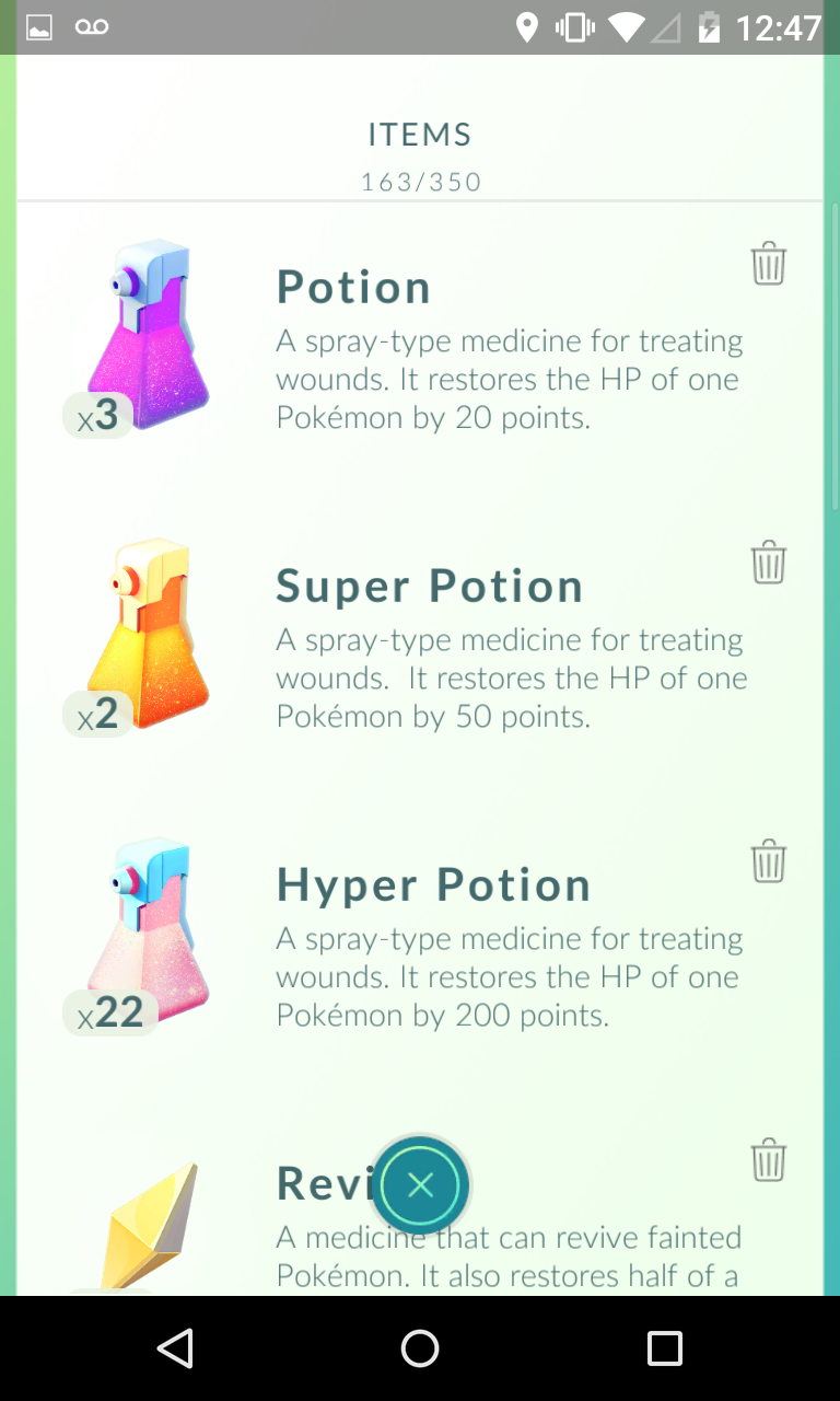 Klik op Pokemon Go-items