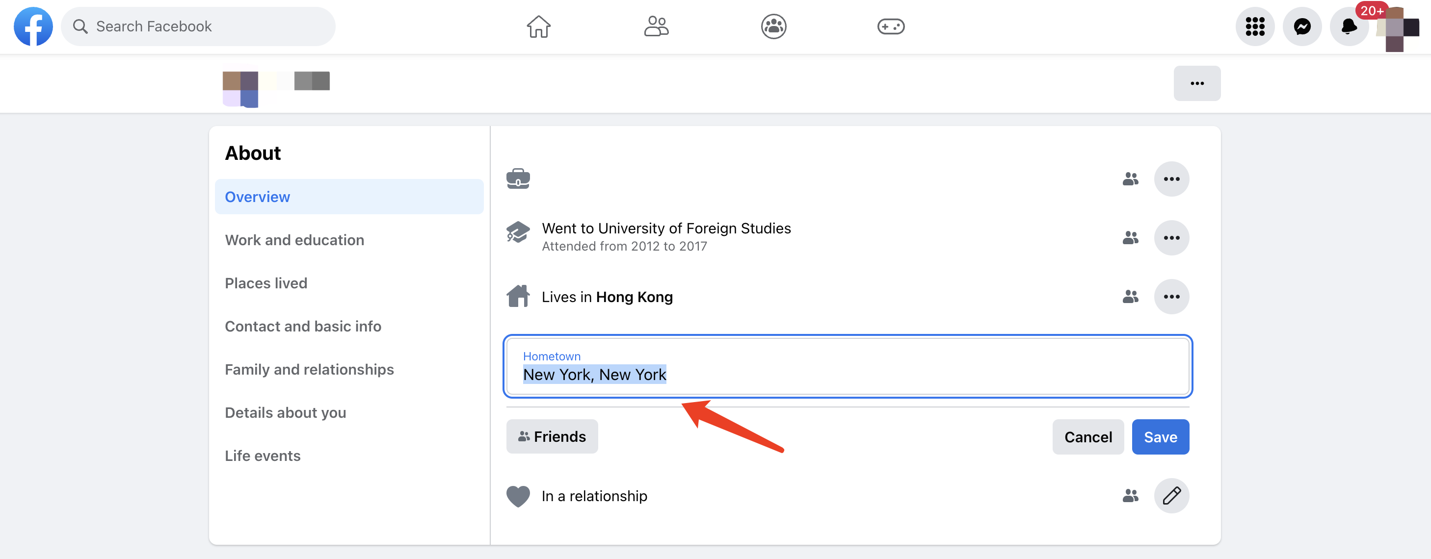 Facebook Profile Change Location