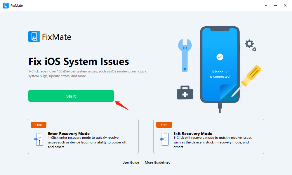 FixMate націсніце кнопку Пуск