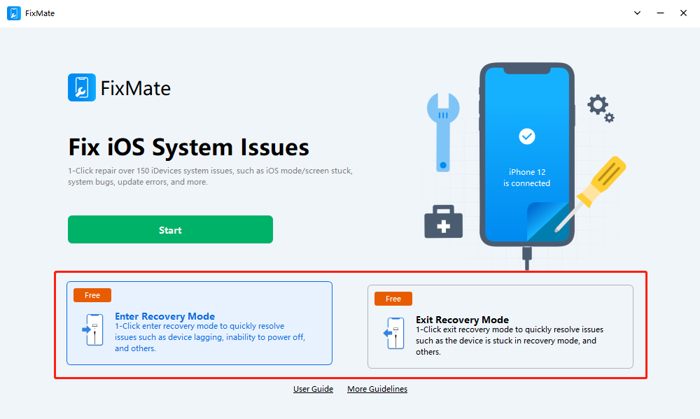 FixMate enter and exit recovery mode