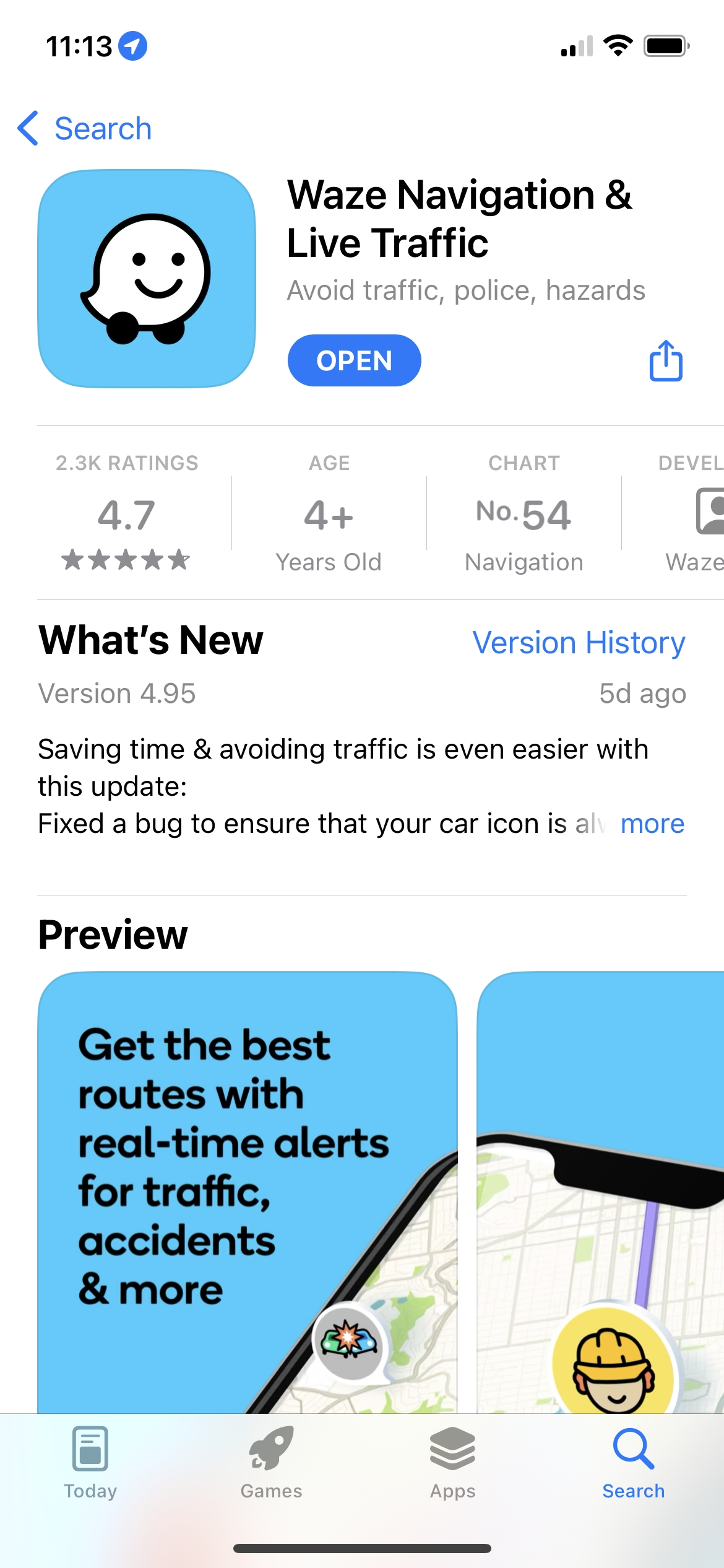 Install and open Waze