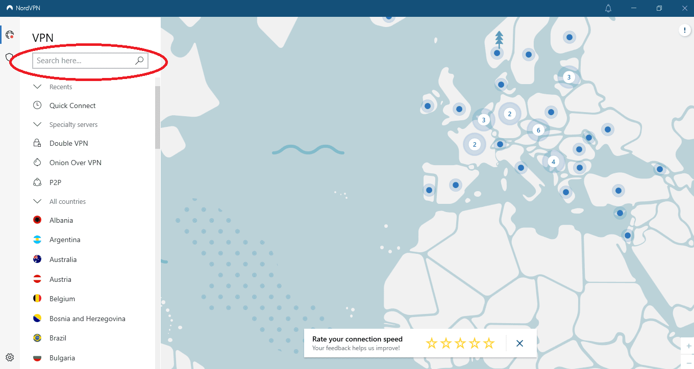 NordVPN velger server