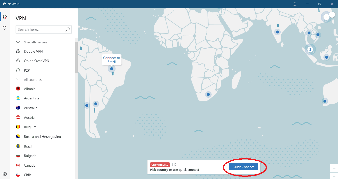 Падключэнне NordVPN да сервера