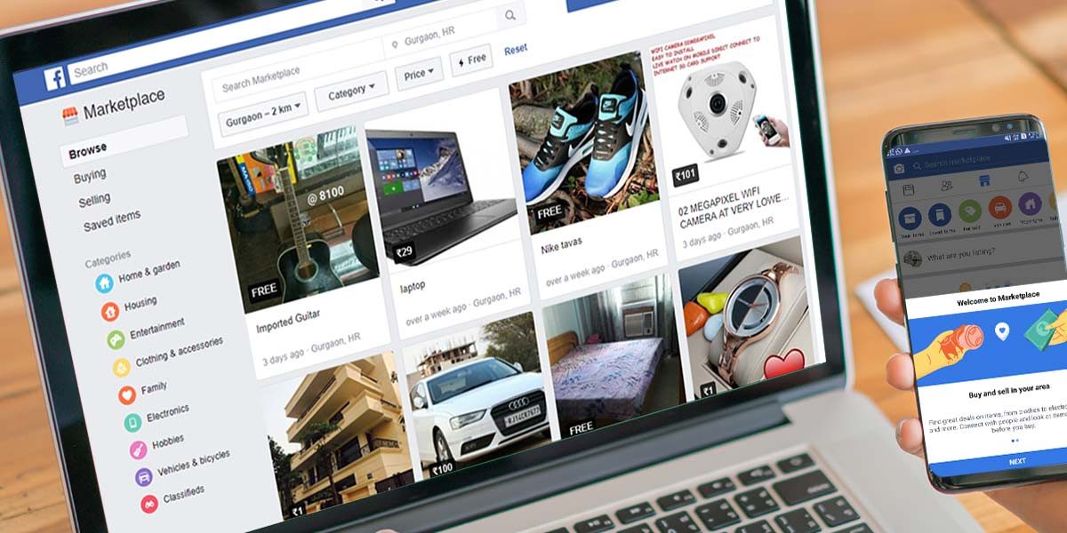 Open Facebook marketplace to check new location