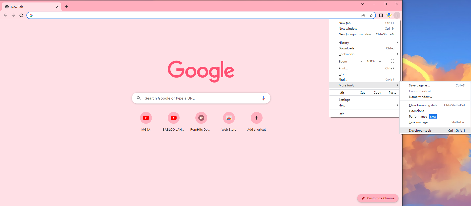 Bukak Alat Pangembang Google Chrome