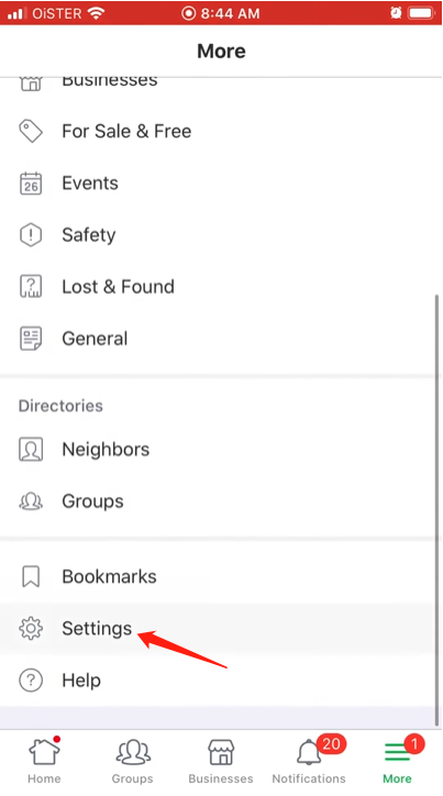 Open Nextdoor settings