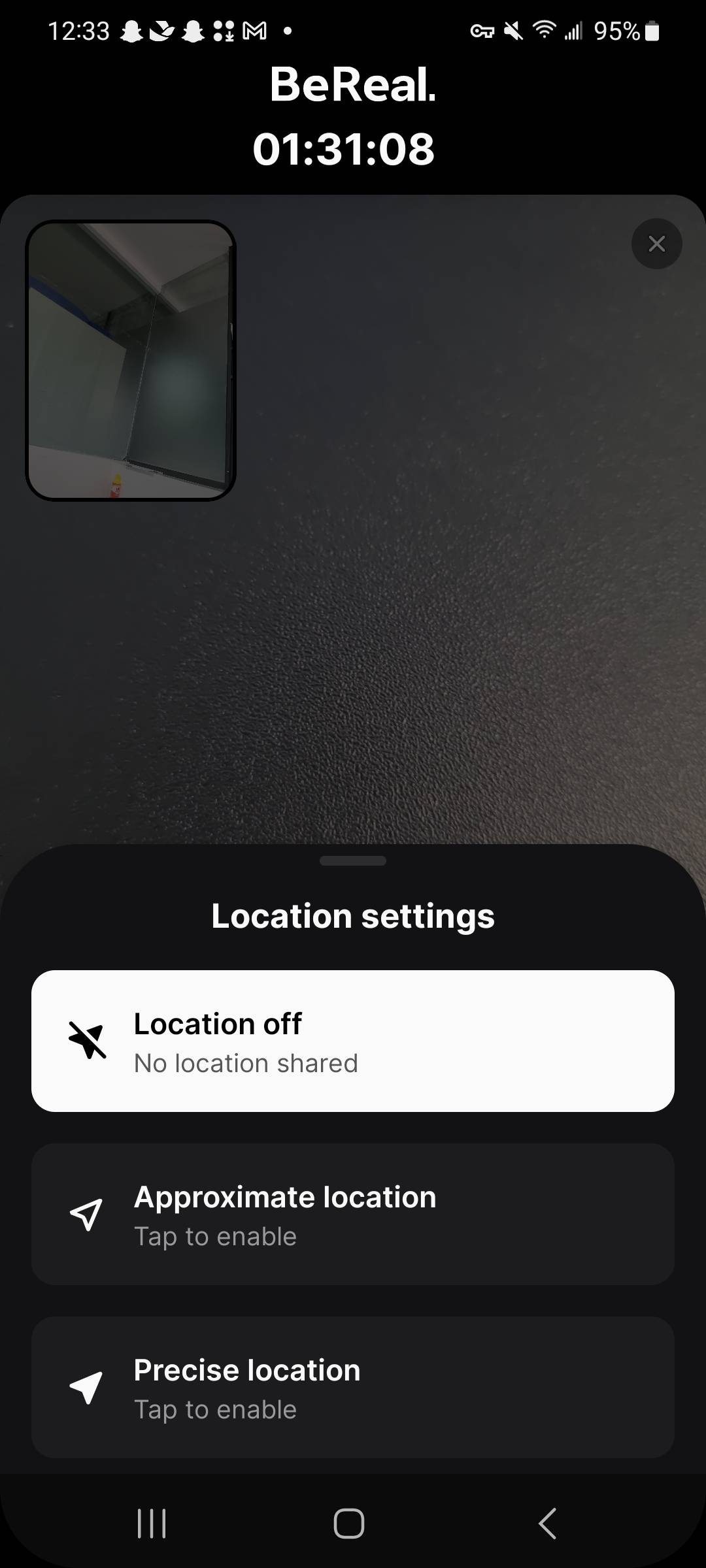 Tap to turn on location in BeReal