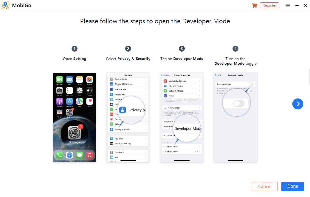 Aktive Mode Developer sou iOS