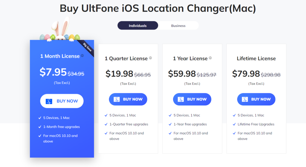 UltFone iOS location changer pricing for Mac