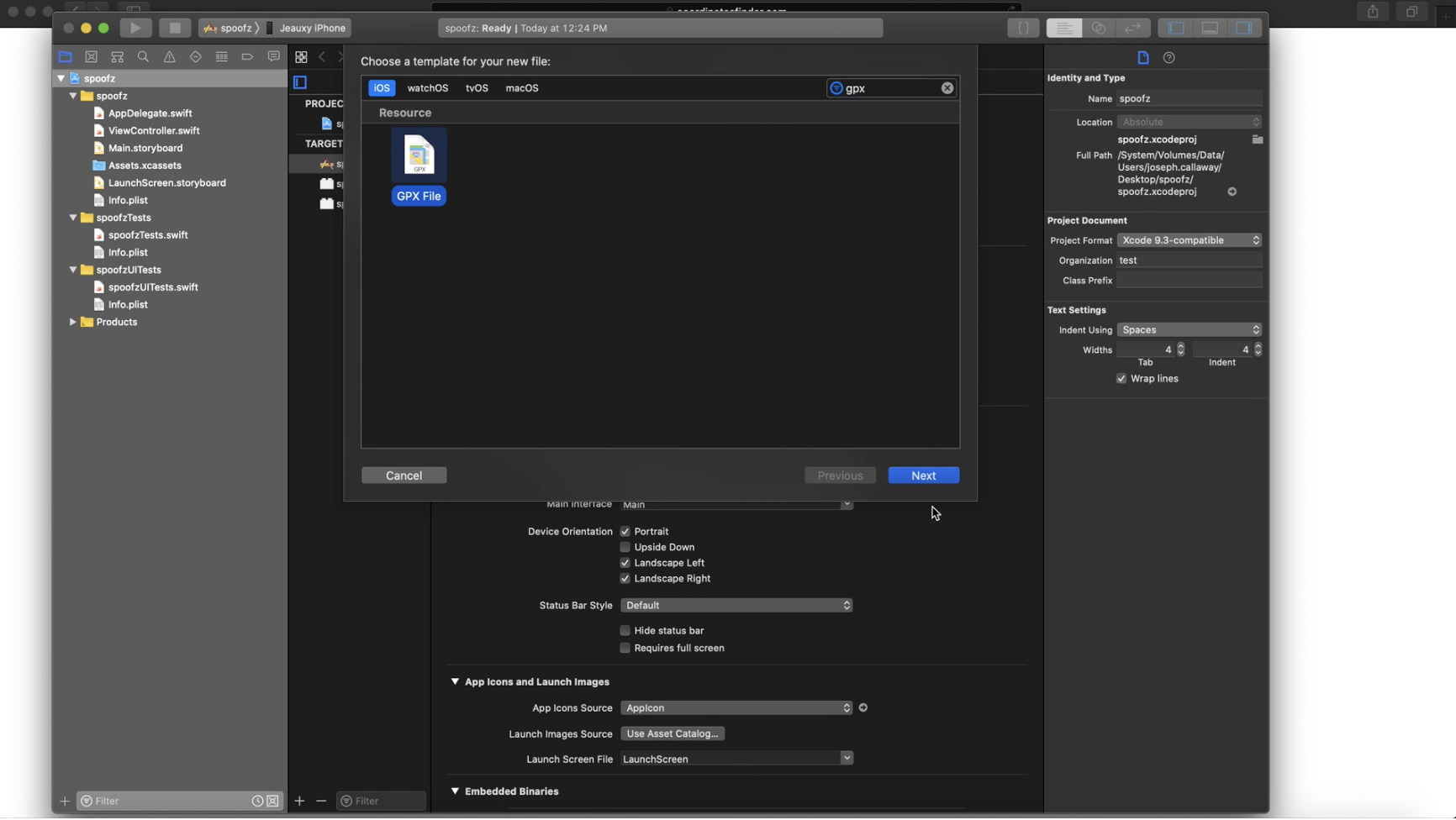 Xcode Import GPX File