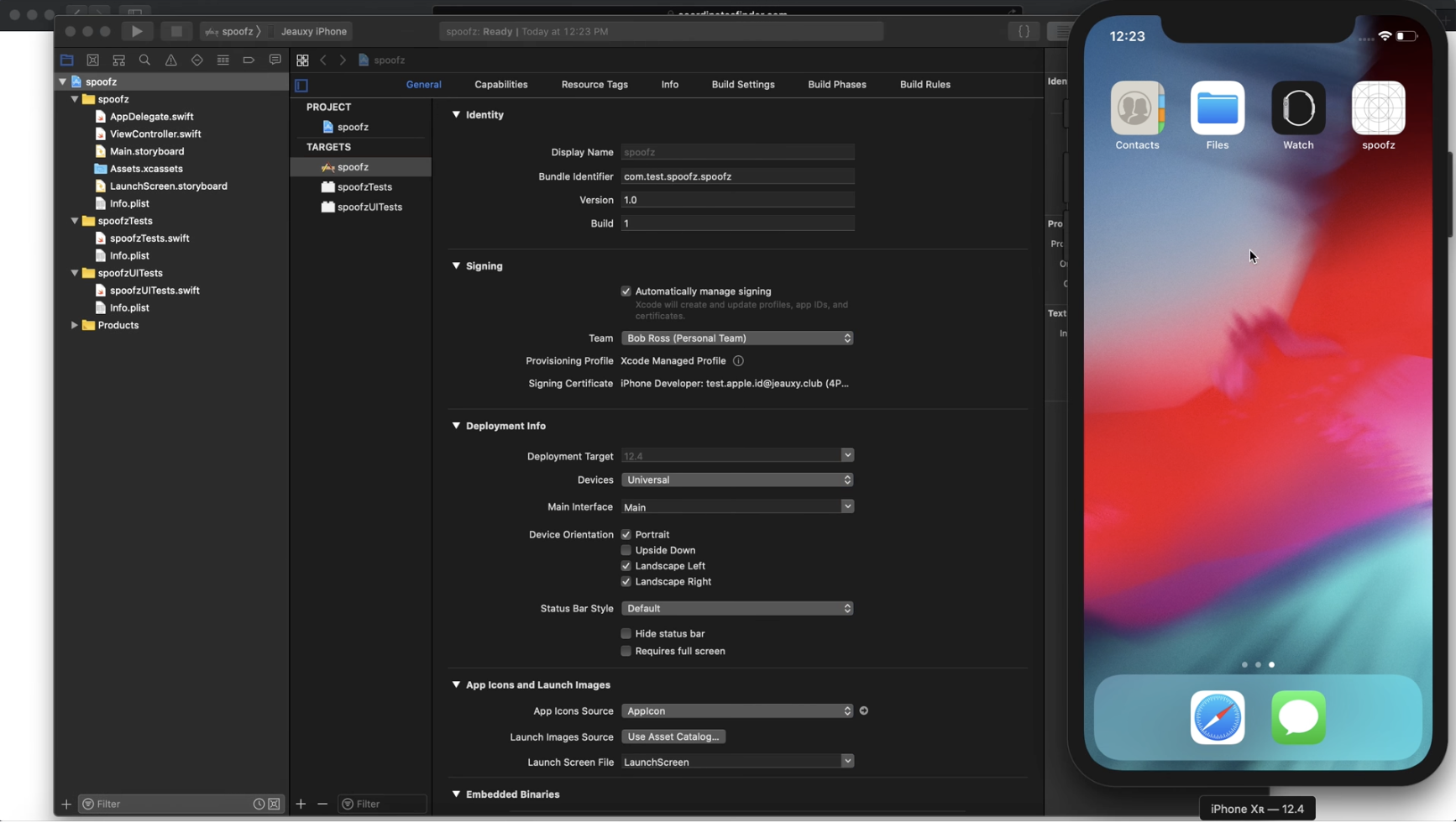 Nou projecte Xcode a l'iPhone