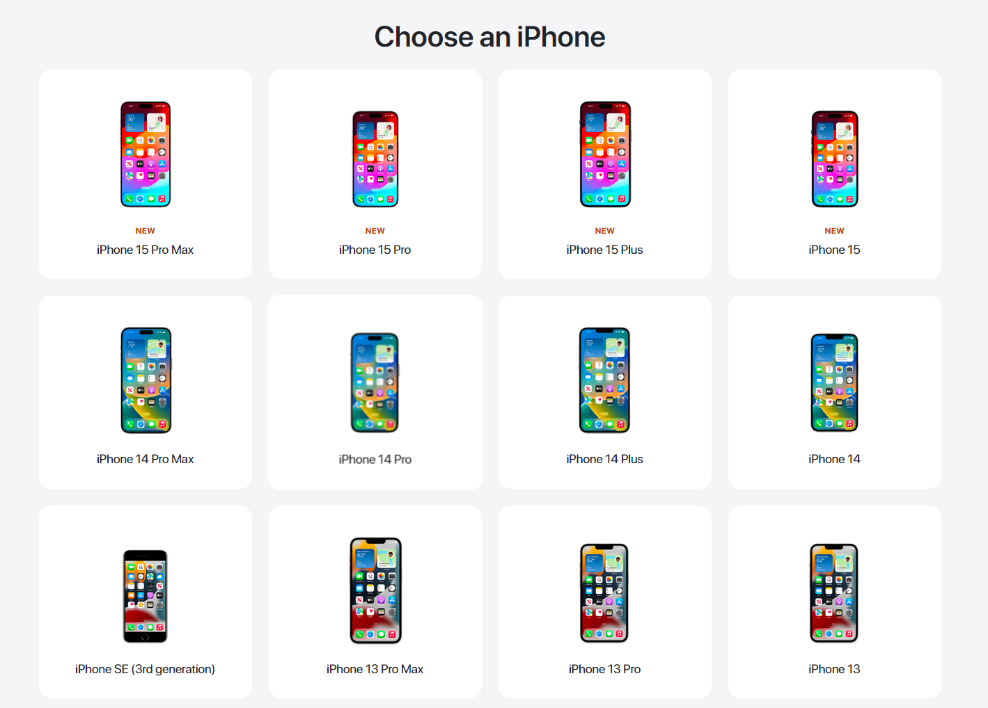 choose iphone model