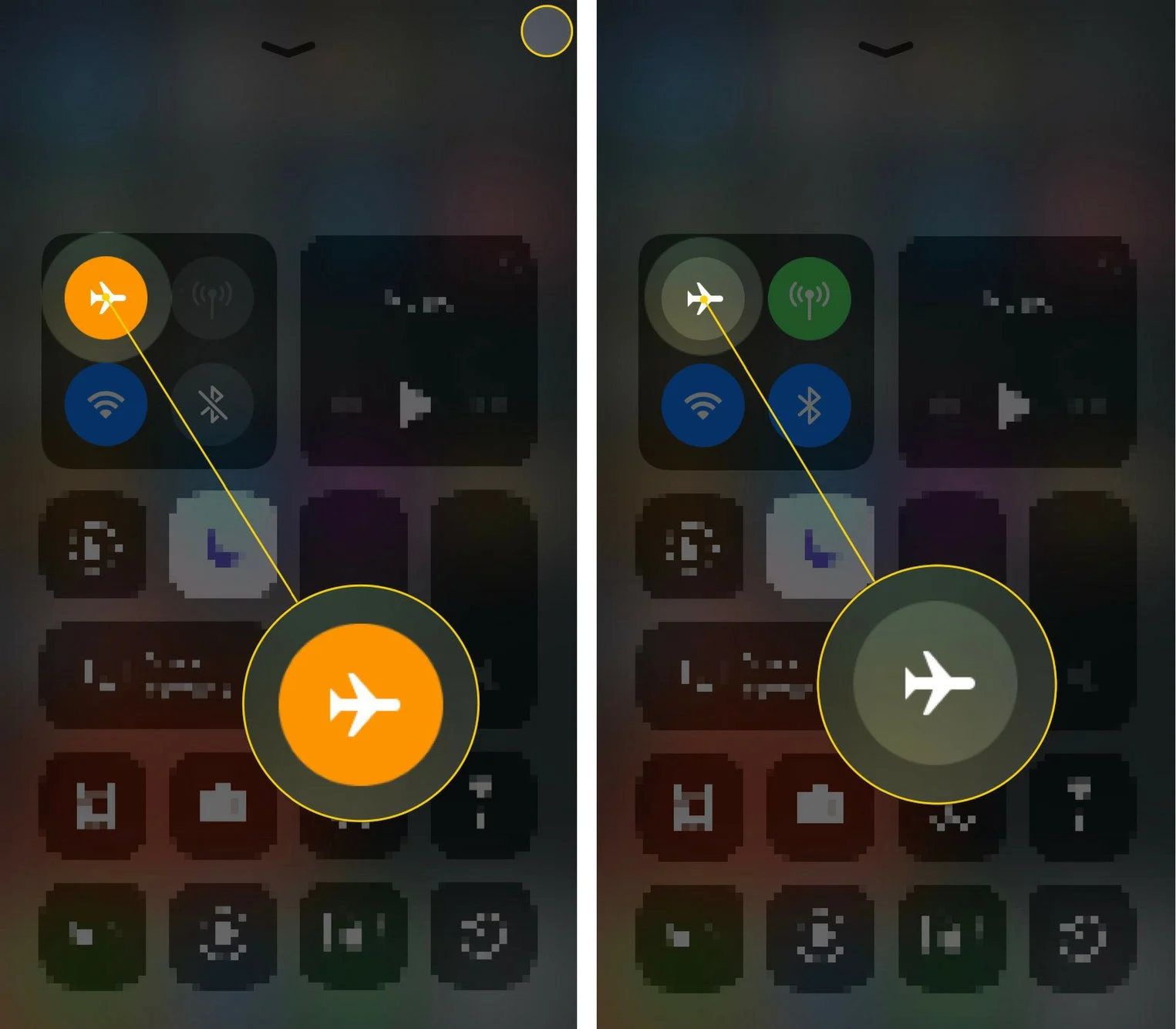 control center turn off airplane mode