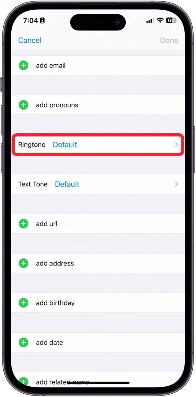 iPhone-Kontaktklingelton bearbeiten