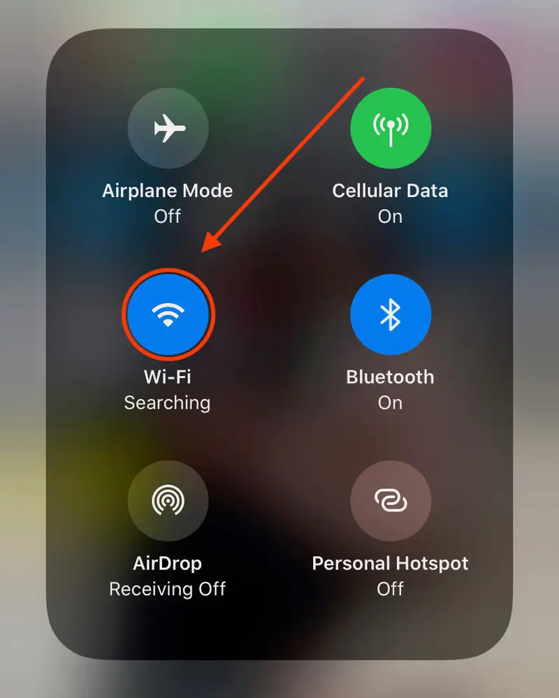 enable wifi in control center