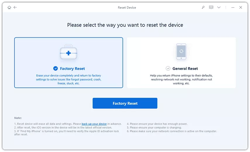 reset faktori iphone