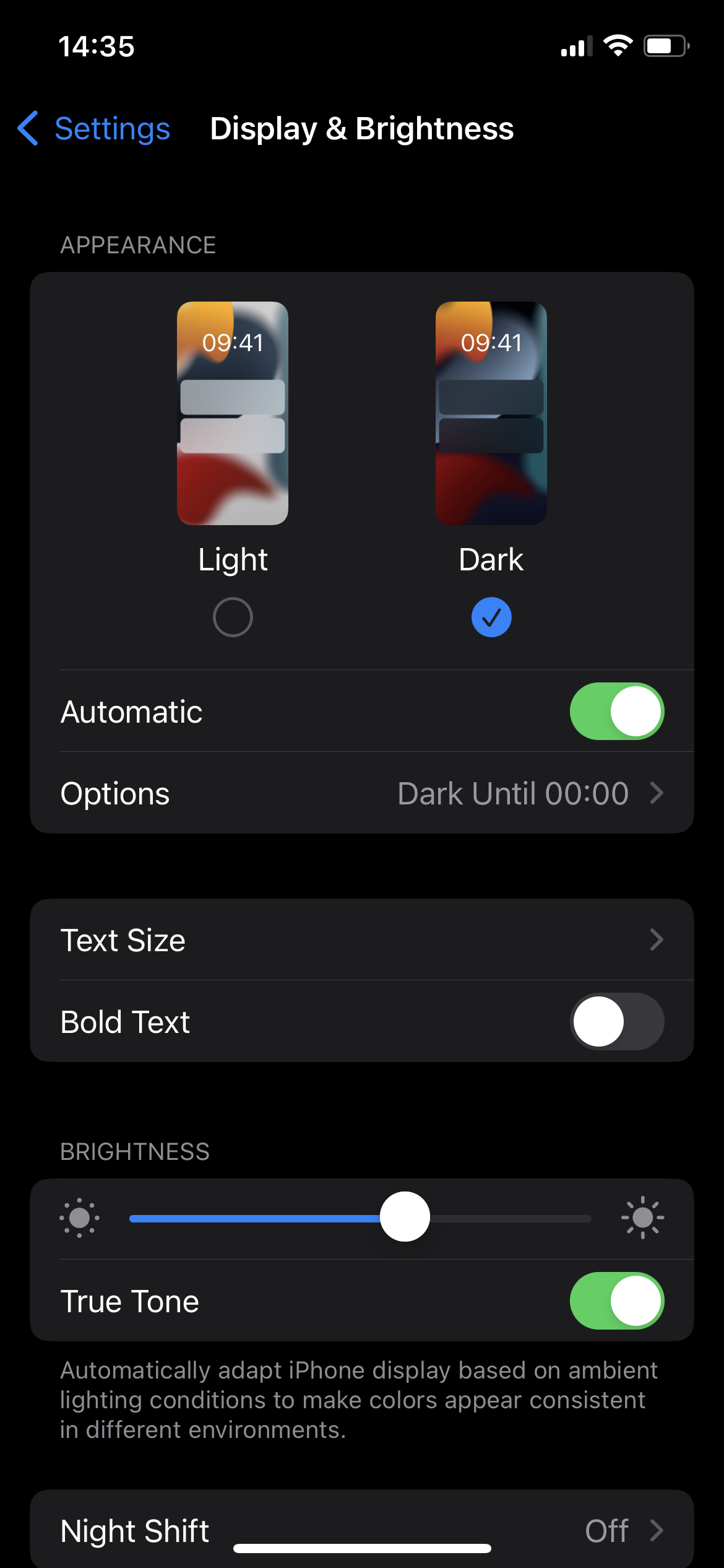 iPhone dark mode