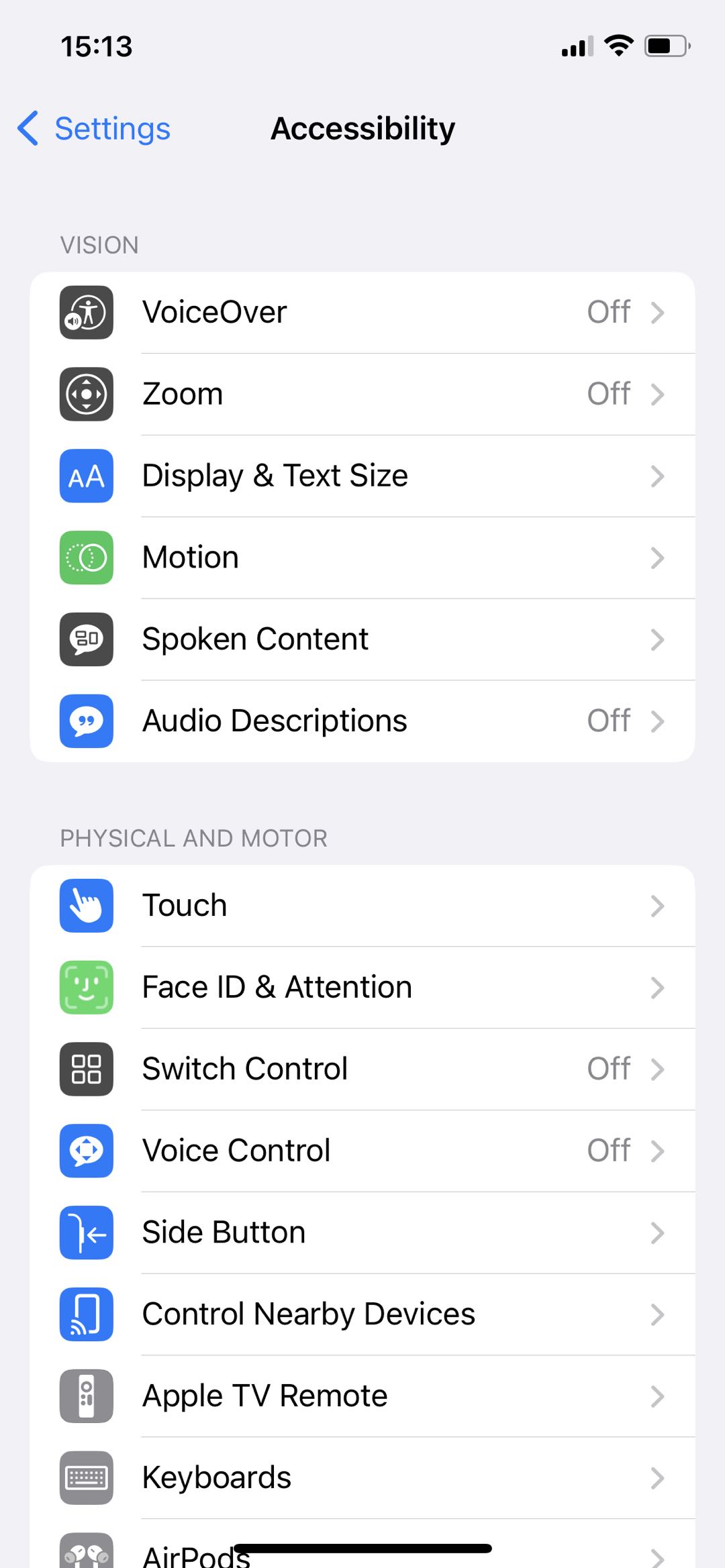 iPhone display and text size