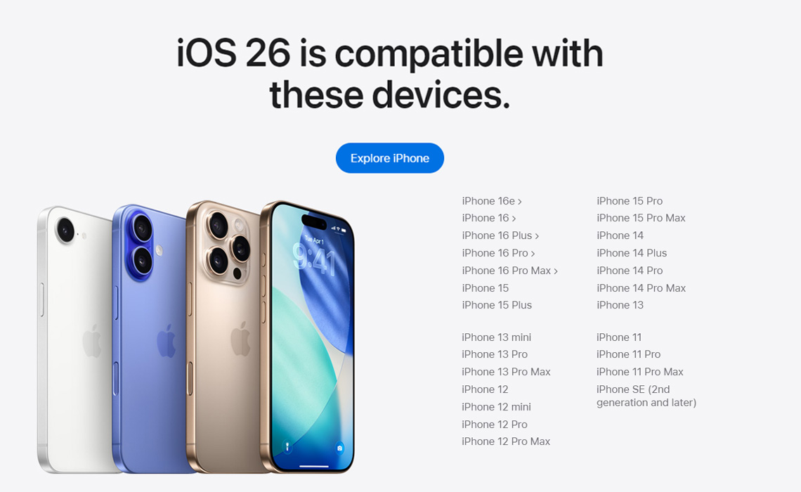 compatibiliteit van iOS 26-apparaten