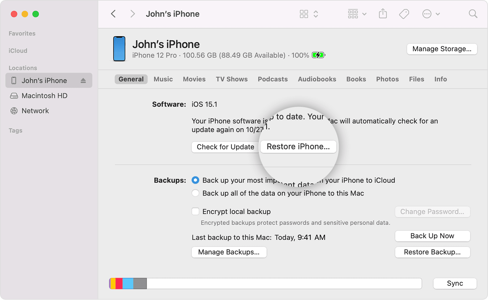 iTunes භාවිතයෙන් iphone Restore