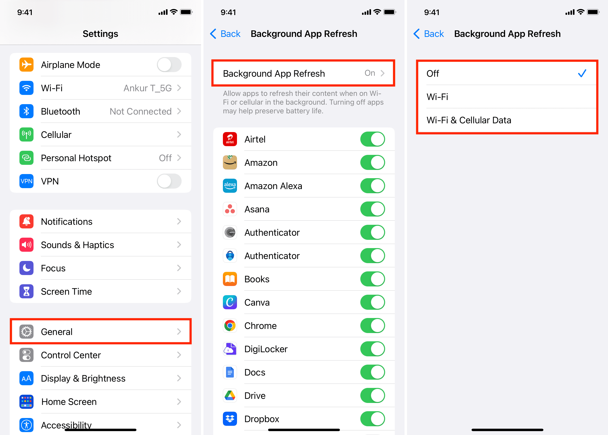 iphone analluogi adnewyddu app cefndir