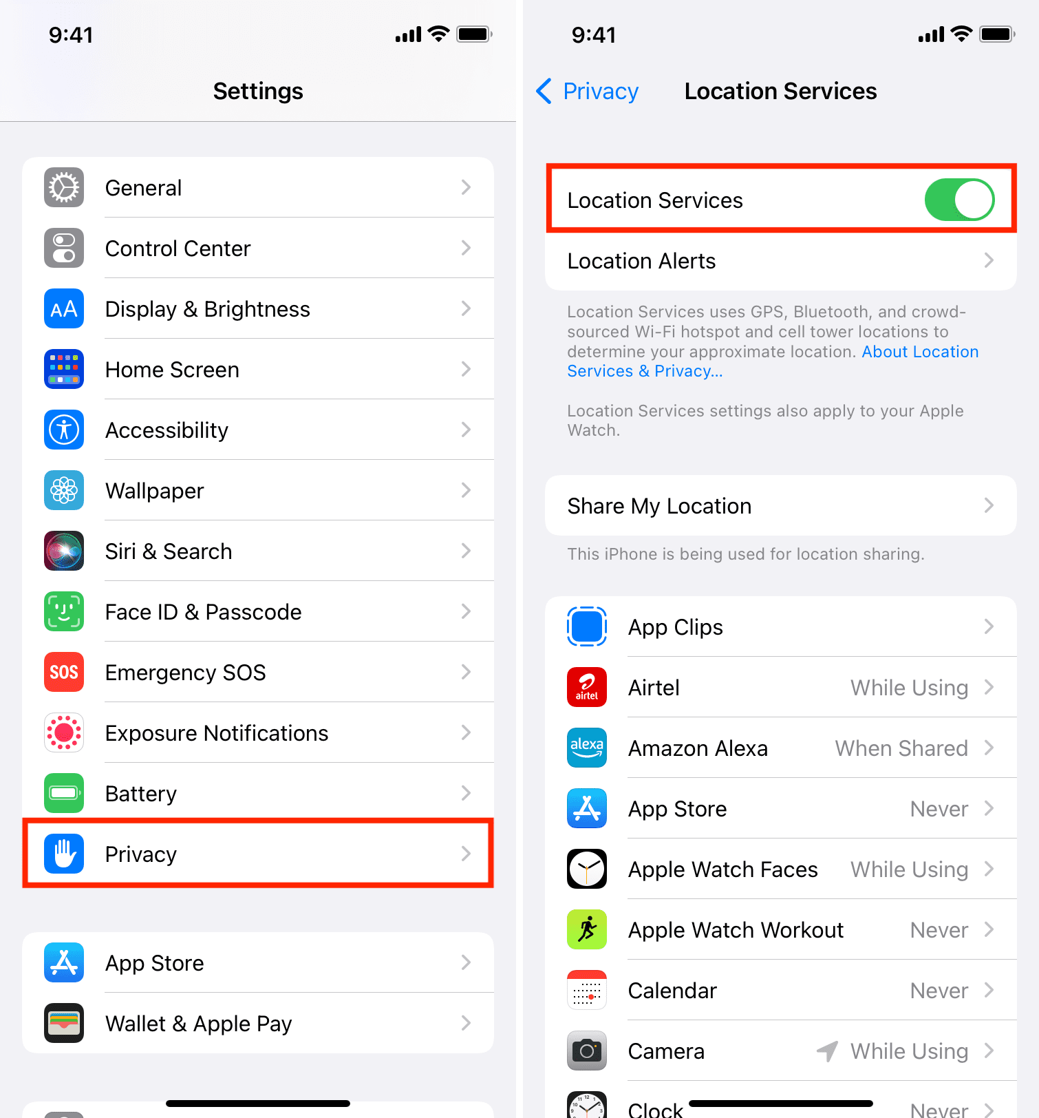 iphone location services