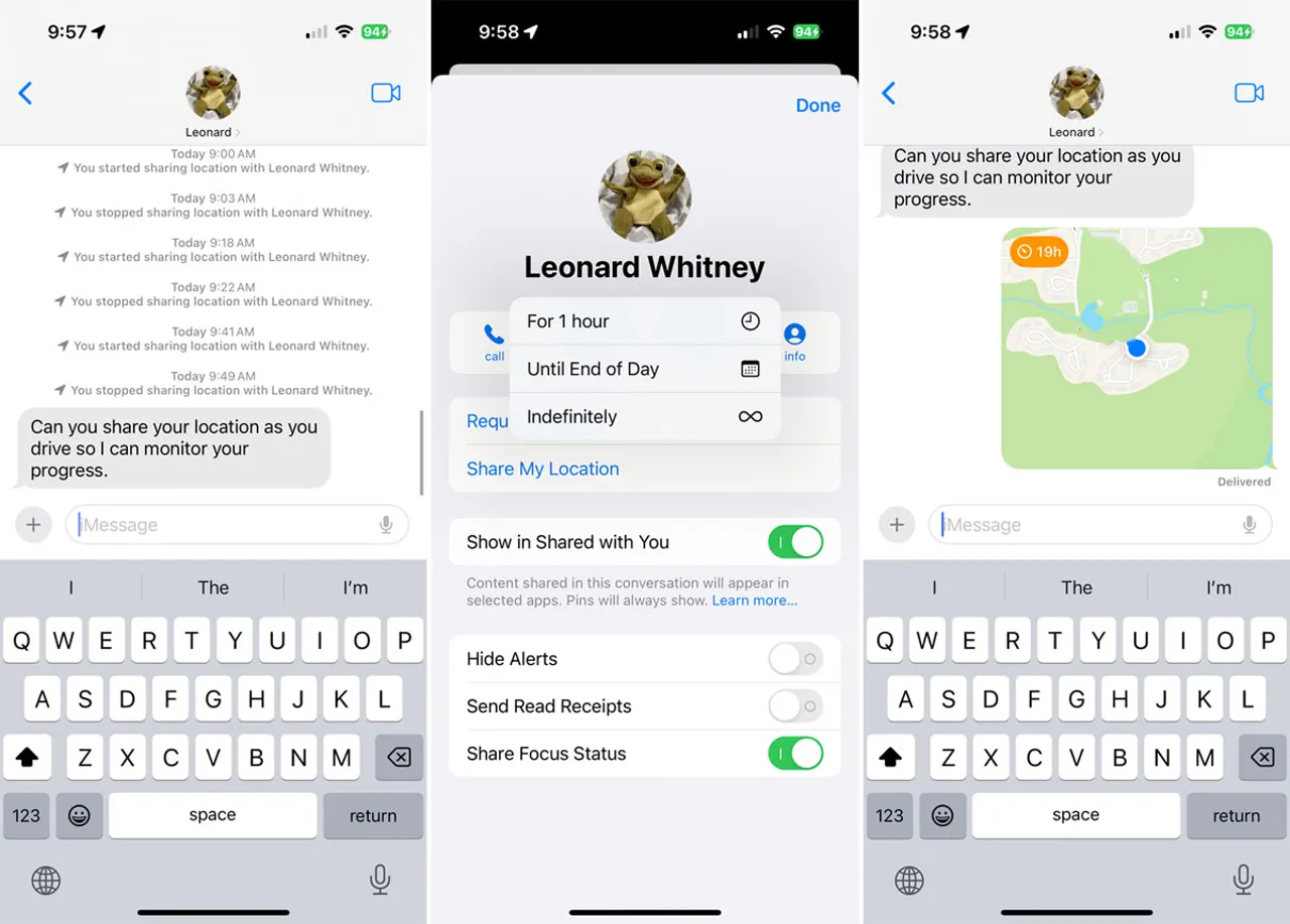 iphone messages share location