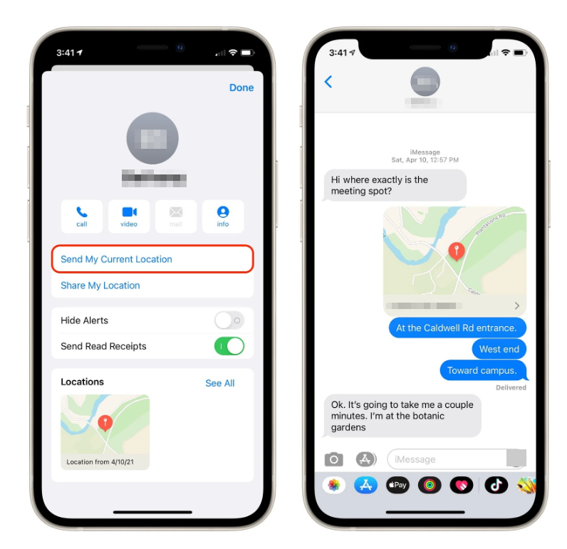 iPhone 在訊息中傳送位置訊息