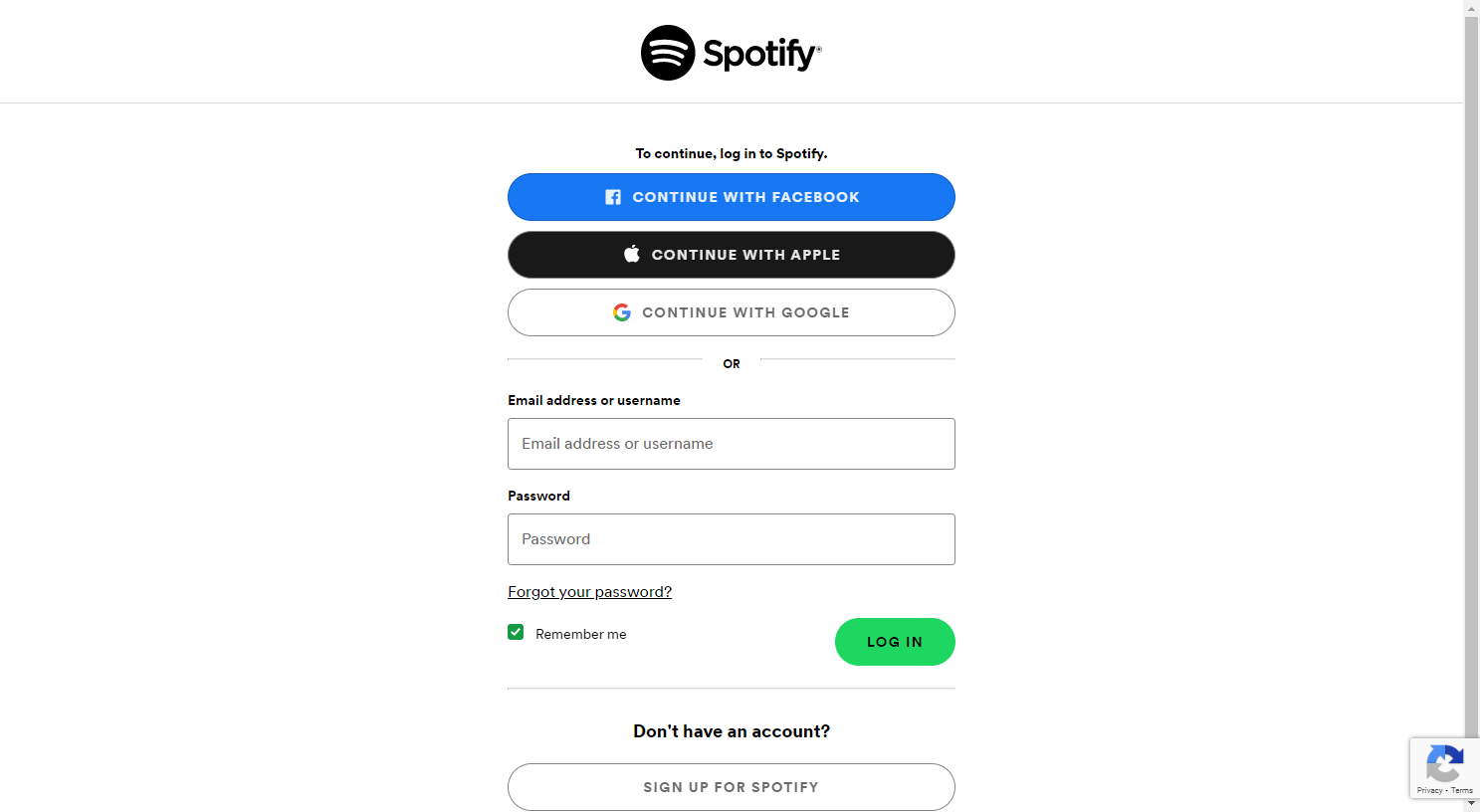 Log in Spotify