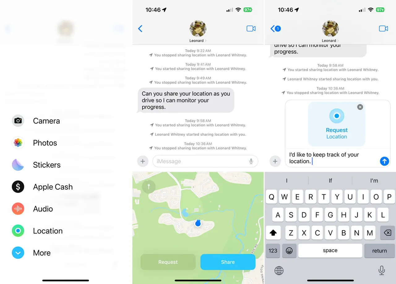 messages request location