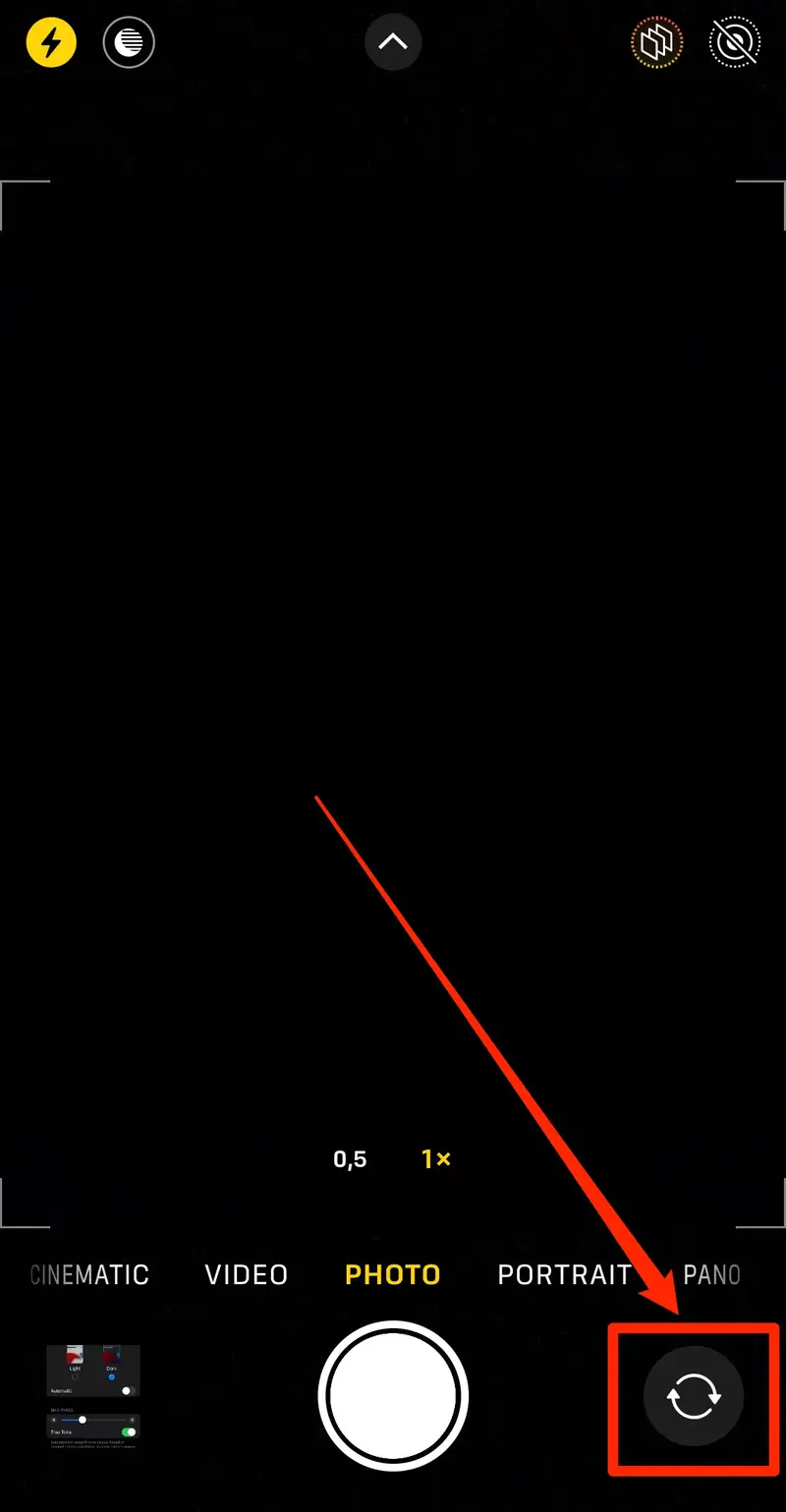 switch between front and rear iphone cameras