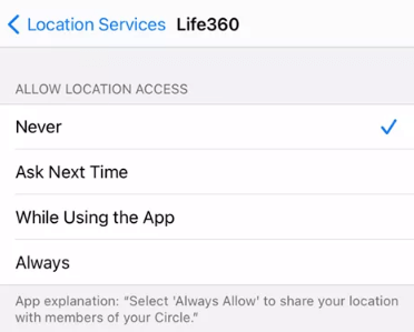 turn off life360 location service