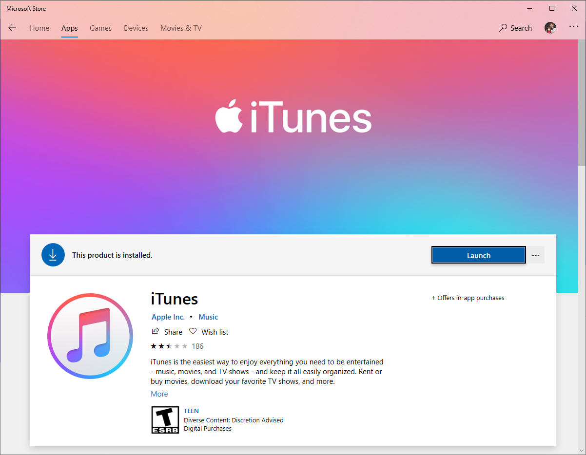 Oppdater iTunes via Microsoft Store