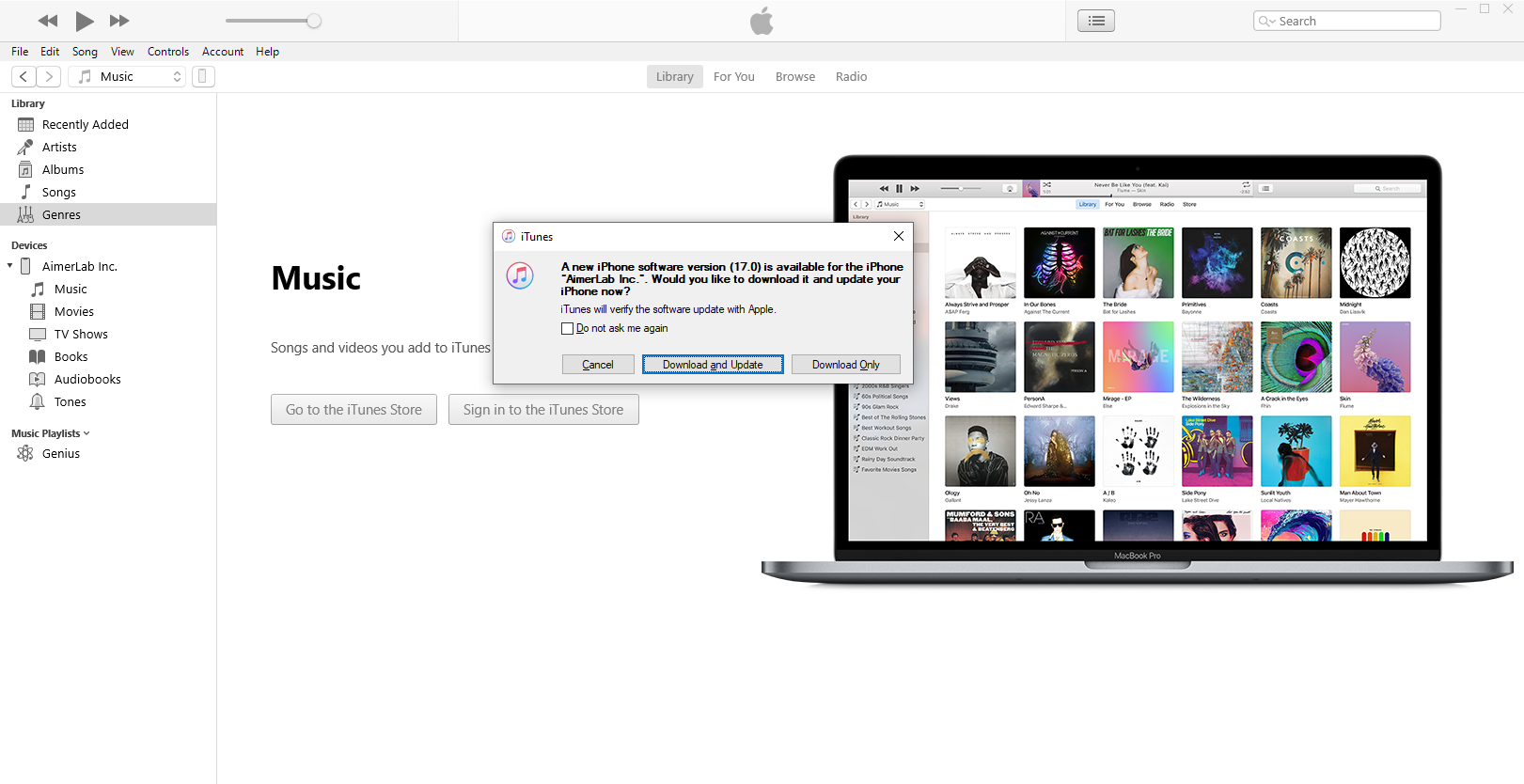 ITunes को साथ ios 17 मा अपडेट गर्नुहोस्