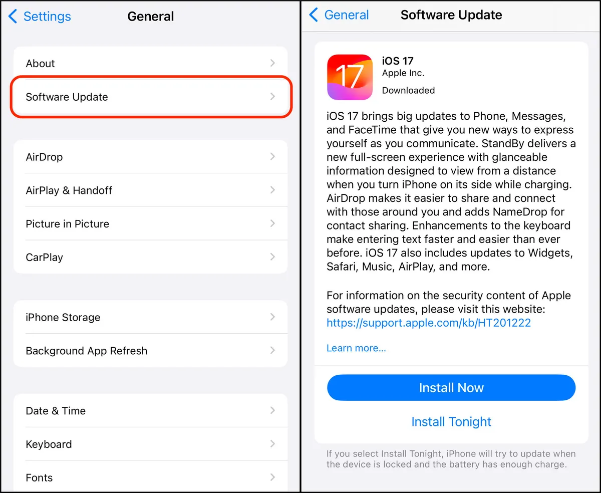 iOS 17 руу шинэчлэх