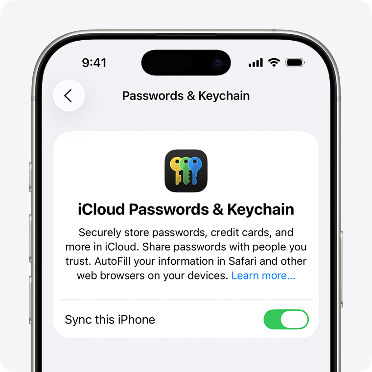 use icloud keychain to access passwords